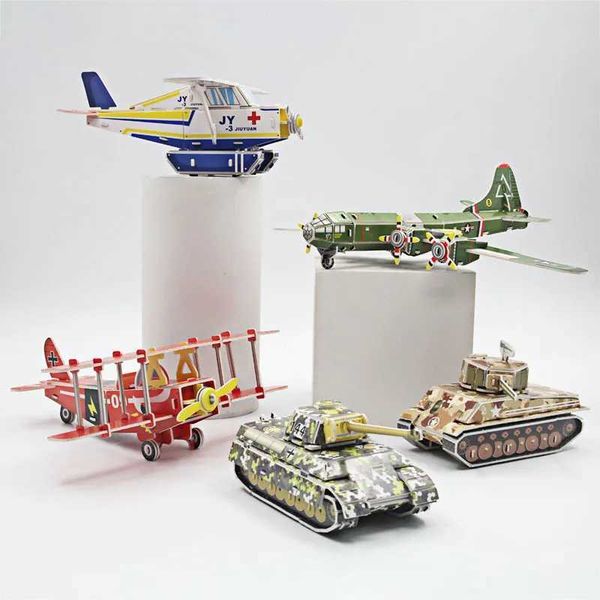 3D Puzzles Kids DIY Military Aircraft Tank Paper Puzzle 3D Jigsaw Assembled Handmade Educational Toys