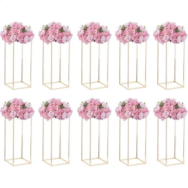 Wedding center gold flower vase in the decorative pillar 240819