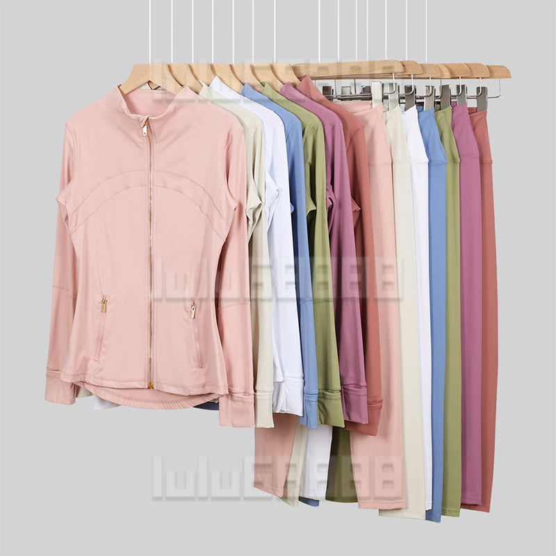 2pcs Yoga Set Gym set Jacket leggings Women&#039;s Define Workout Sport Coat Fiess Jacket Sports Quick Dry Activewear Top Solid Zip Up Sweatshirt Sp