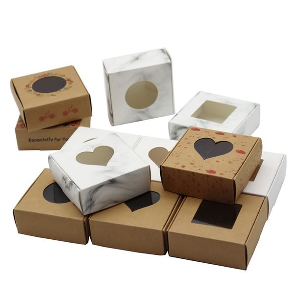 Gift Wrap 40 Pcs PVC Window Christmas Candy Brown Gift Packaging Box For Wedding Candy Crafts Cake Handmade Soap Packing Gift Boxes 220922