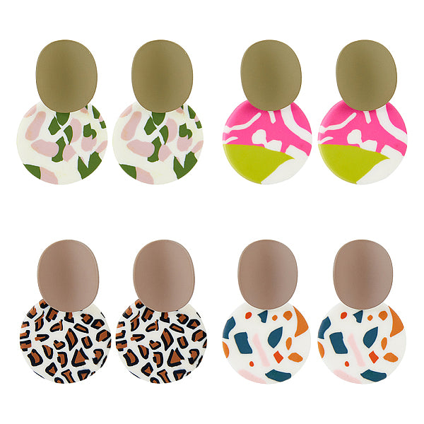 4 paire de boucles d'oreilles pendantes en argile polymère de 4 styles avec des épingles en acier inoxydable chirurgical 316