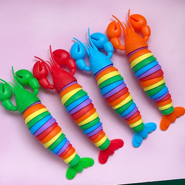3D Articulated Stretch Lobster Stress Reliever Hand Toy Sensory Fidget Toys for Adults and Kids Pressure Relieving Desk Toy 246