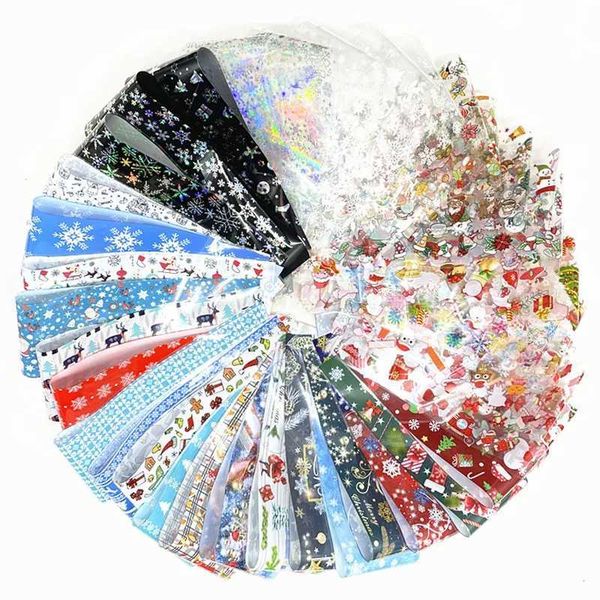 20-3050 Sheets Christmas Nail Foils for Nails Xmas Transfer Paper Snowflakes Laser Wraps Set DIY Floral Nail Art DecorationsXJ240814
