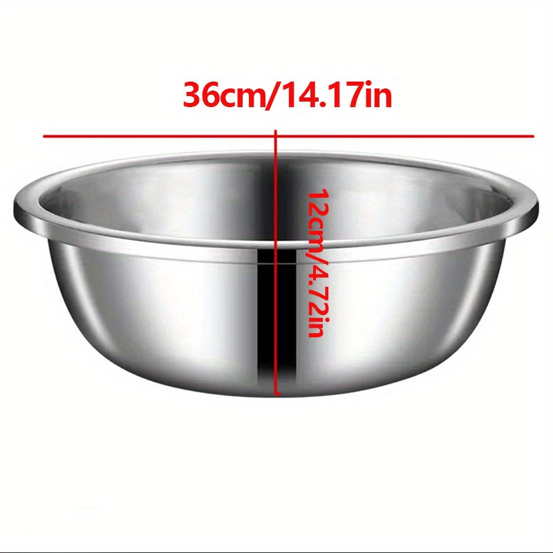 TEMU Extra Large Stainless Steel Mixing Bowls With Thicken & Widen Design - Rust-resistant, Dishwasher Safe, Edges For Baking, Prepping, Marinating,