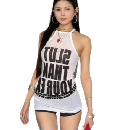 Womens Tanks Camis Crop Top Woman Gothic Clothes Women Tops Y2k Tops With Suspenders Female Clothing Harajuku Emo Summer Goth 250325