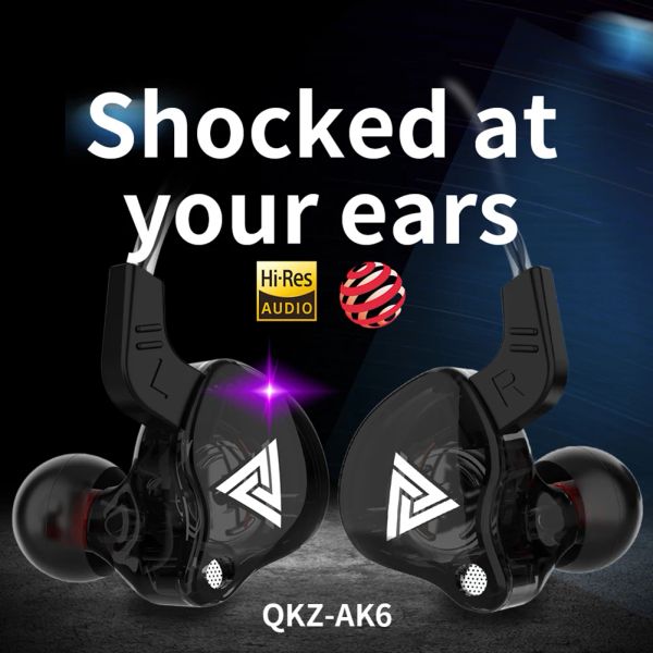 QKZ AK6 Headphones Earphone for Phone Xiaomi with Microphone for Huawei In Ear Mic Stereo Race Sport Headset