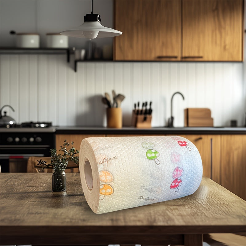 TEMU 250-sheet Roll Of Disposable Kitchen Towels | Washable, Use, Degreasing Cloths For Household Cleaning, Assorted Styles