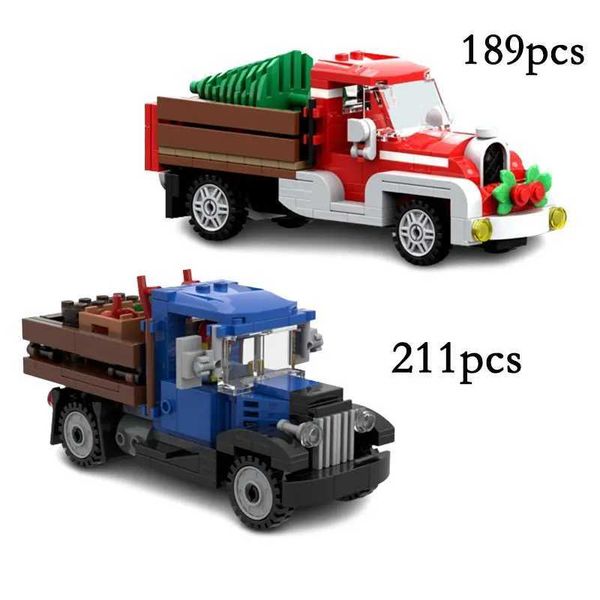 Spot MOC-17099 5823 Old Truck Christmas Car and Agrictural Truck Small Particle Assembly Building Blocks Puzzle Toy Gift Set Z250211