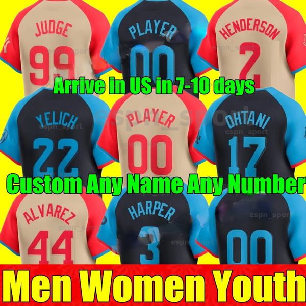 2024 All-Star Game Baseball Jerseys Shohei Ohtani Aaron Judge Mike Trout Juan Soto Tatis Jr. Trea Turner Christian Yelich Gunnar Henderson S