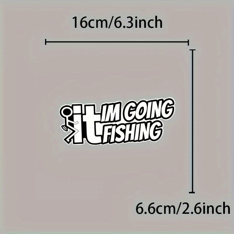 TEMU Fishing" Funny Waterproof Vinyl Stickers - Durable, Removable Cartoon-themed Decals For Laptops, - , Fishing Enthusiasts & , Fishing Stickers