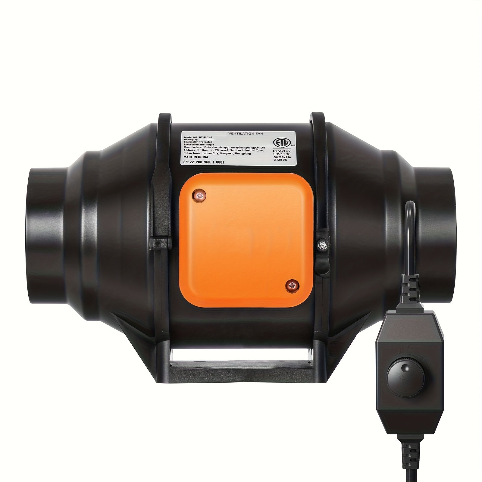 TEMU Happybuy 4-inch Inline Duct Fan With Variable Speed Controller - 200 Cfm Quiet Ac-motor Ventilation Exhaust Fan For Cooling Booster, Grow Tents,