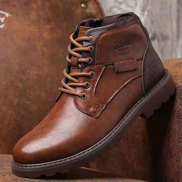 Genuine Leather High Top Outdoor Casual Shoes Fashion Mens Ankle Boots Winter Men 0629