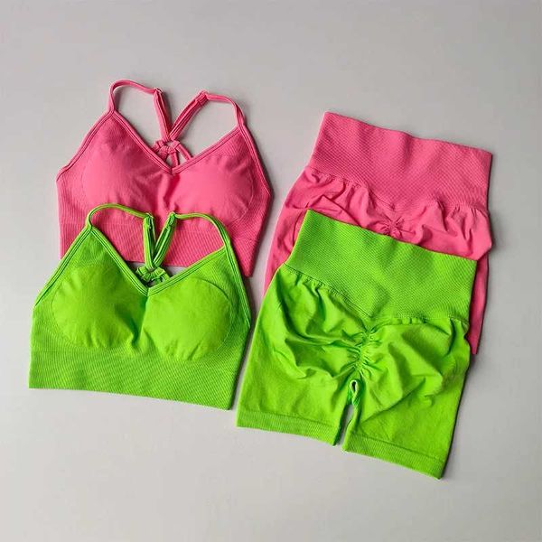 YOGA ROUTA 2 PCS Sets Yoga Sets Women High Chaist Roupfits Gym Wear Gym Clothing Sports Sports Sports Fitness Tracksuit Sportswear Shorts Te