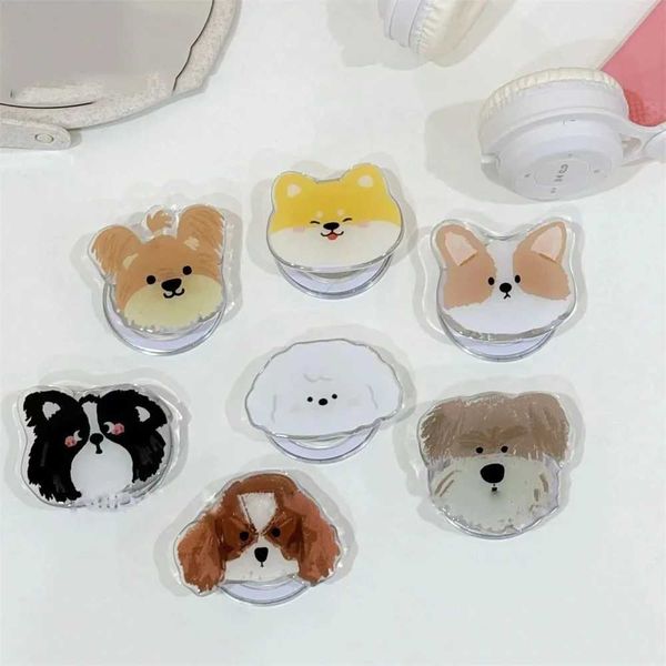 Cell Mounts Holders Korean Cute Cartoon Puppy Magnetic Phone Griptok Grip Tok iPhone For Magsafe Braceket Stand Support Ring