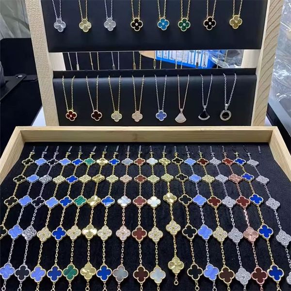 Famous Brand Four Leaf Clover Designer 925 Sterling Silver Clover Necklace Bracelet Earrings Jewelry For Women Fine Jewellery