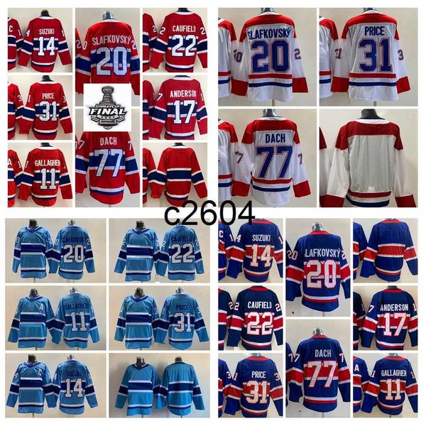 C2604 2023 RETRO REVRO 22 Cole Caufield Hóquei Jerseys 31 Carey Price 11 Brendan Gallagher 14 Nick Suzuki 17 Josh Anderson 77 Kirby Dach Jur