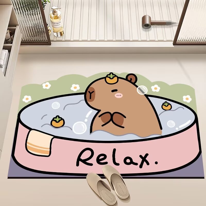 Cute Cartoon Bathroom Floor Mat Door Dirt-resistant Soft Floor Mat Thick Water-absorbent Non-slip Toilet Foot Mat