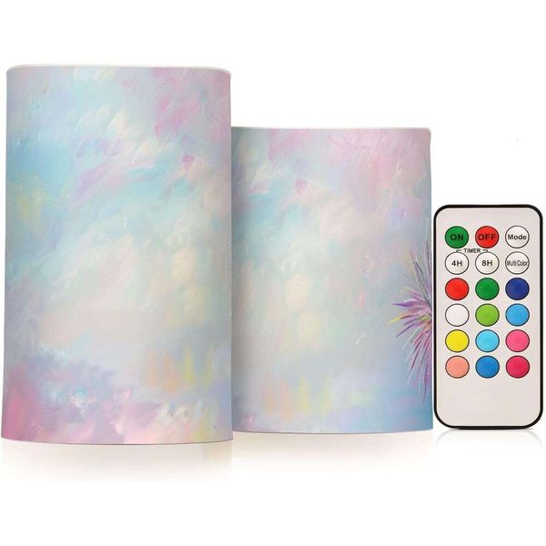 Clouds Fireworks on A Colorful Sky Electronic Candle Lights waterproof timers flameless candles with timer party battery operated pillar 2-P