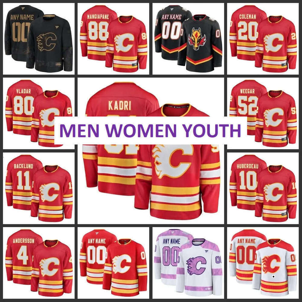 2025 Flames Hockey Jersey Kenzie Weegar Mikael Backlund Andrew Mangiapane Nazem Kadri Rasmus Andersson Jonathan Huberdeau Daniel Vladar Blake Lanny