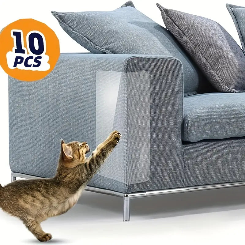 TEMU 10pcs Cat Scratch Deterrent Tape, Furniture Protectors From Cats, Clear Double Sided Training Tape, Stop Pets From Scratching Couch And Door