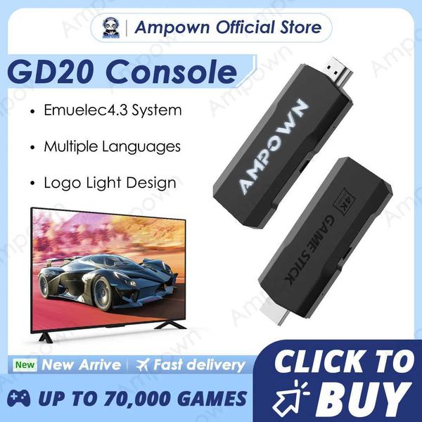 Ampown GD20 game console 4K 60fps low latency output GD10 tra GD20 TV game stick portable retro console with built-in 70K games Y241109