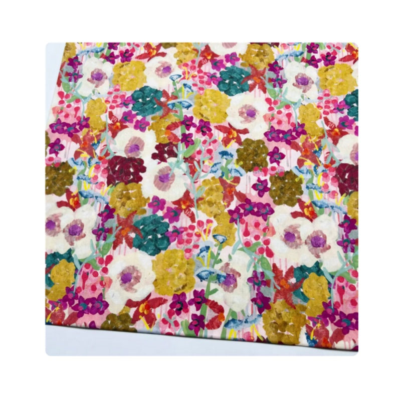 Abstract oil painting flower printed cotton cloth, patchwork handmade table cloth, notebook cover, pillow fabric, M141