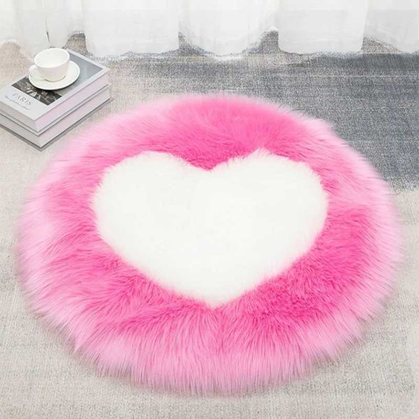 Heart shaped carpet fluffy round carpet used for living room floor mats fluffy wool carpet childrens bedroom decoration fur area carpet X240
