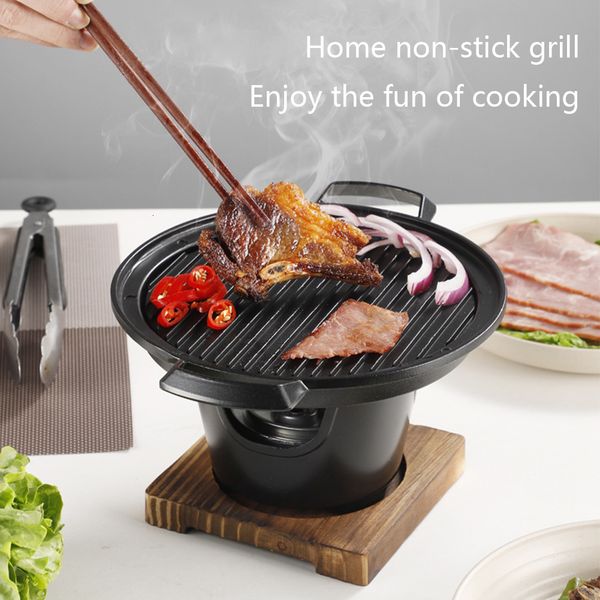 BBQ Grills Mini Barbecue Oven Grill Home Outdoor Camping Alcohol Stove Japanese One Person Cooking Garden Party Roasting Meat Tool 230829