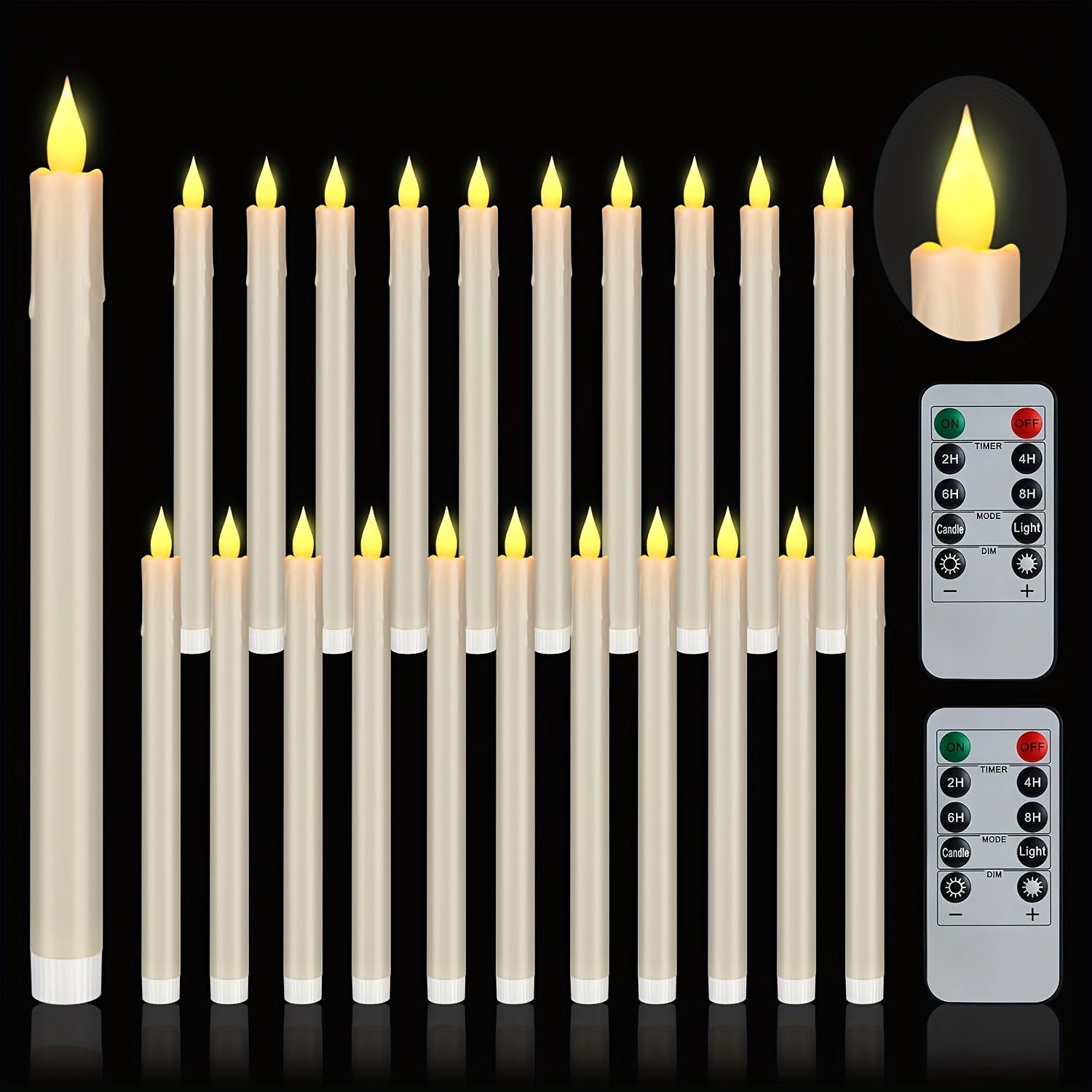 TEMU 24 Pack Flameless Taper Candles In Candleholders With Remote Timer, Led Candlesticks Flickering, Battery Operated Candles, 10.6 Inches For Home