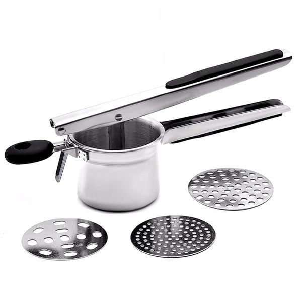 Stainless Steel Potato Ricer with 3 Interchangeable Fineness Discs Silicone Grip Handle kitchen tools by Leeseph 250113