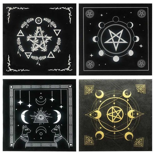 Tarot Card Tablecloth Pentagram Divination Altar Cloth Board Game Fortune Astrology Card Pad Foldable 49x49cm for Solitaire Y250117