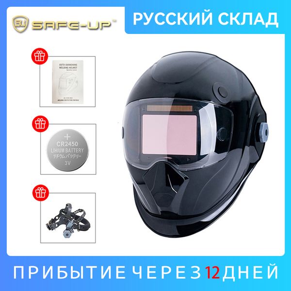 Welding Helmets Welding Mask Large View Auto Darkening Solar Welding Helmet 4 Sensor Soldering Lens Cap Chameleon for TIG MIG MAG MMA True C