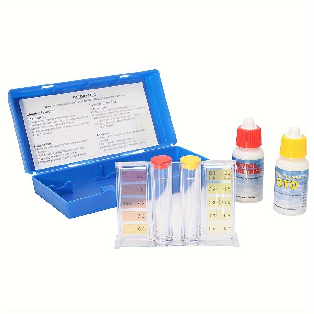 TEMU 1 Pack, Portable Ph Chlorine Water Test Kit Tester Hydrotool Testing Kit Tester Swimming Pool Hydroponics Aquarium Accessories