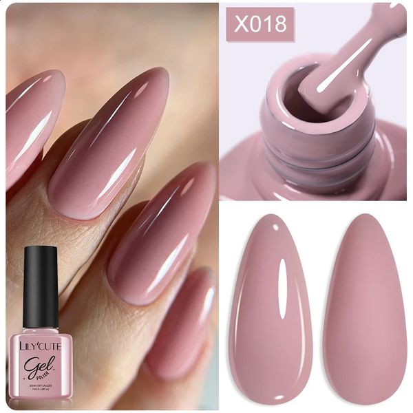 LILYCUTE 7ml Nude Pink Nail Gel Polish Glitter Gel Semi Permanent UV Gel Soak off UV LED Gel Nail Varnish For Nail Manicure DIY 241105