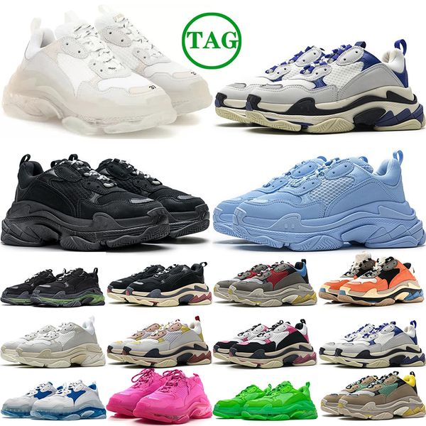 Runners de grife Triple S Luxuly Shoes Plataforma Menções Clear Clear Clea Black Green Mens Mens Sports Sports Sênis de tênis