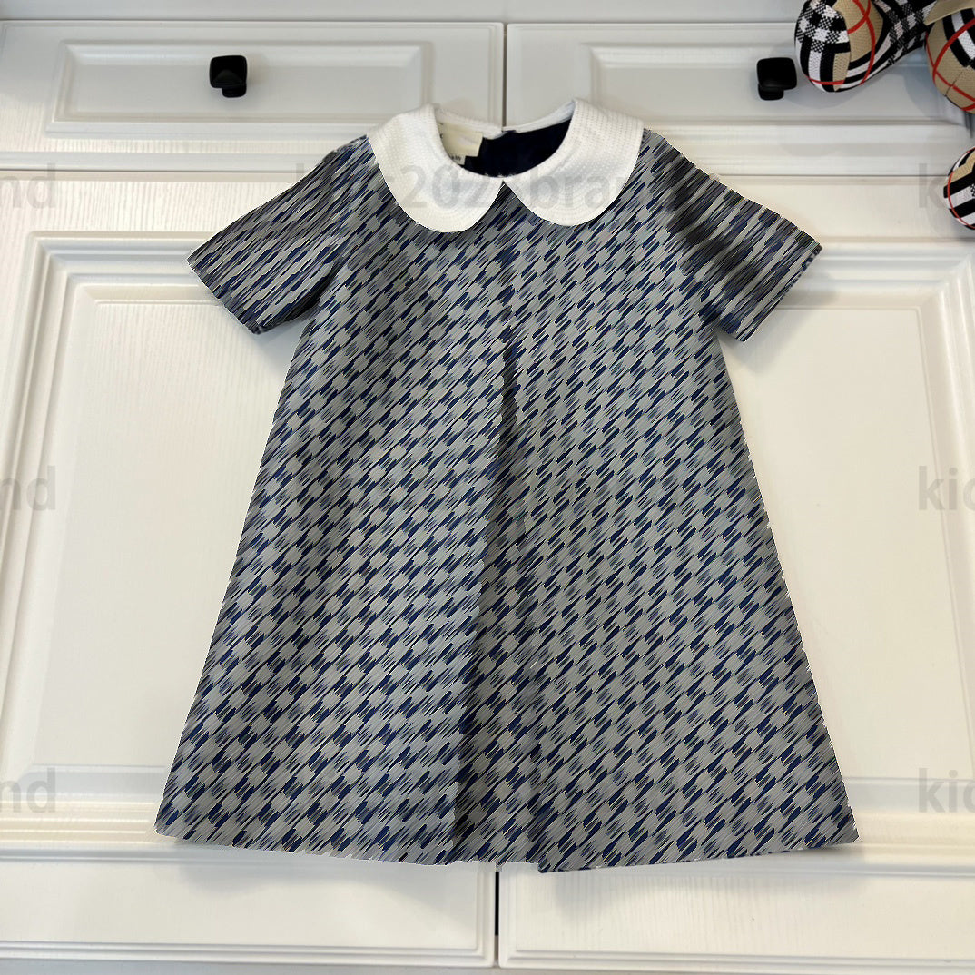 black 25SS summer deisgner Doll collar girls pleated skirt double breasted cotton sports dresses short sleeve skirts high end pricesses dress