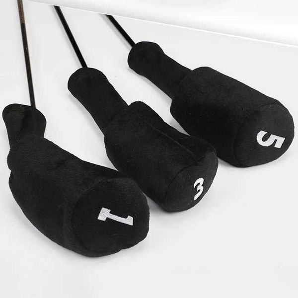 1-3-4Pcs Long Neck Golf Club Head 3Pcs-Set LonWood Driver Protect Headcover Number Fairway Golf HeadCover Black Golf AccessoriesXJ240828