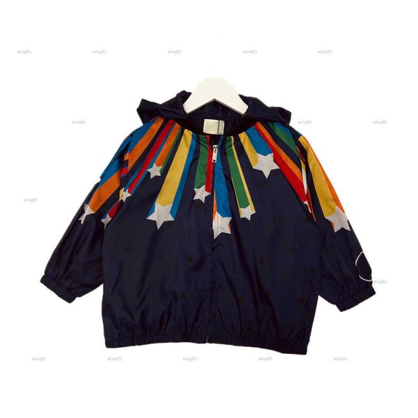 Brand kids jackets Multi color cross stripes baby coat kids designer clothes boys girls Outerwear Hooded child Sunscreen clothing