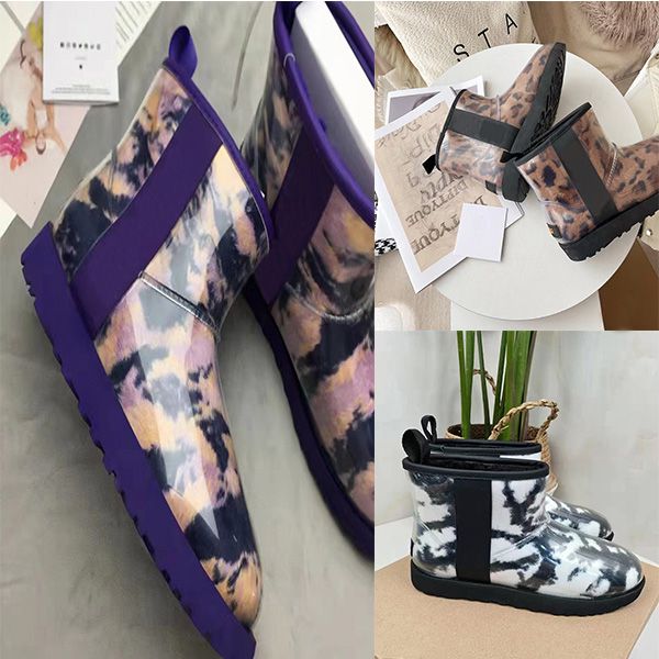 Ultra mini training Designer star waterproof snow boots jelly transparent boots snow shoes boots winter flat casual wool fur one short tube