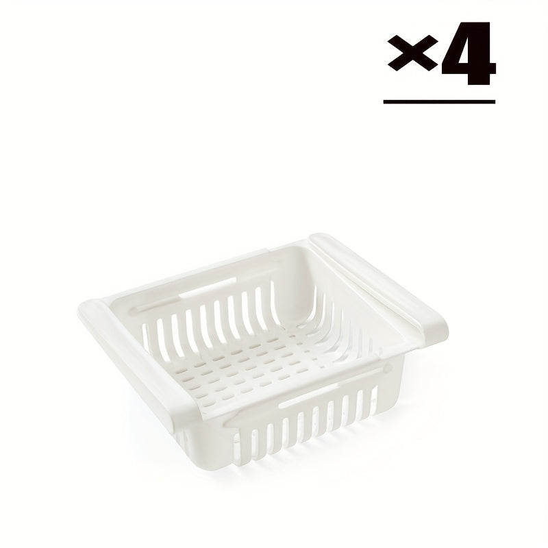 TEMU 2-4pcs Refrigerator Drawer Pull Out Organizer, Expandable Drawer Refrigerator Organizer, Unique Designed Organizer, Refrigerator Shelf Fixed