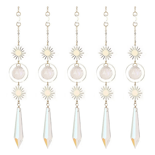 Ab couleur plaqué cristal cône grandes décorations pendantes