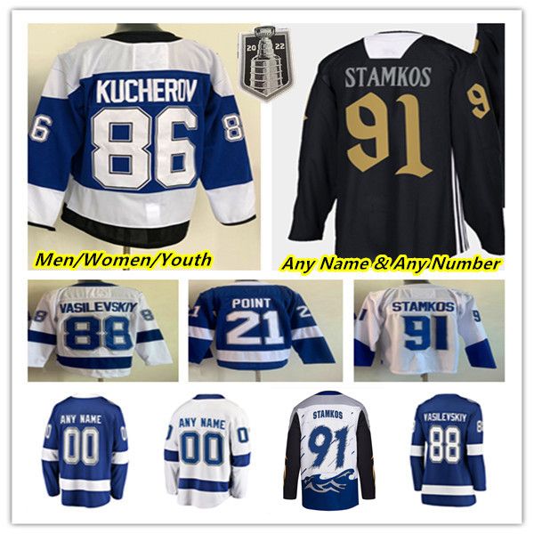 Steven Stamkos Tampa Bay Hockey Jerseys Nikita Kucherov Mikhail Sergachev Brayden Point Andrei Vasilevskiy Corey Perry Pat Maroon Alex Killo