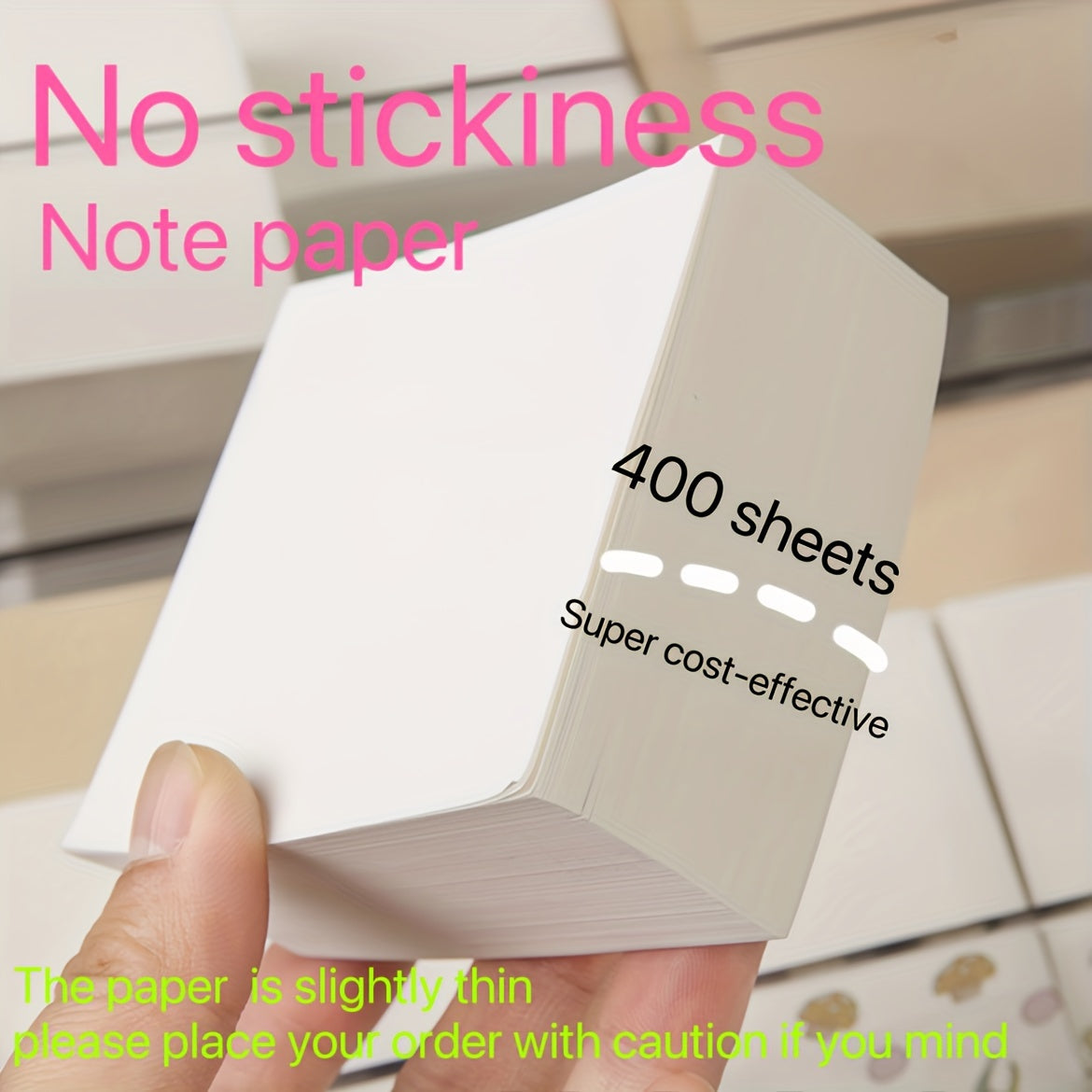 TEMU 400 Sheets Of Super Affordable Non-adhesive Sticky Notes, Square Brick, Tearable, Square Notepad, Super Thick Notebook, Sticky Notes, Blank
