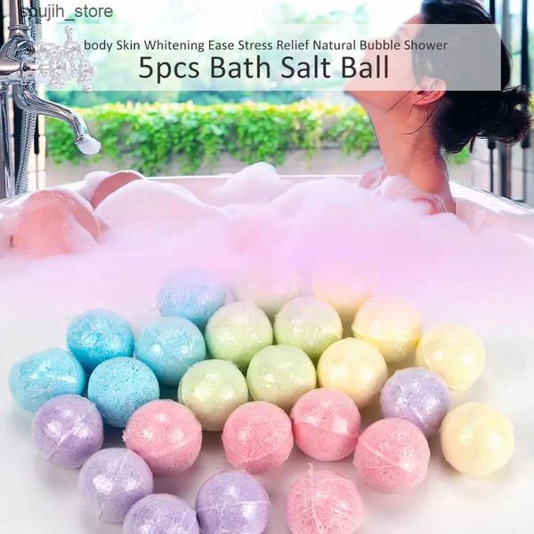 Bubble Bath 5pcs Bath Salt Ball body Skin Whitening Ease Stress Relief Natural Bubble Shower Bombs Ball Rose-Green tea-Lavender-Lemon-Milk L