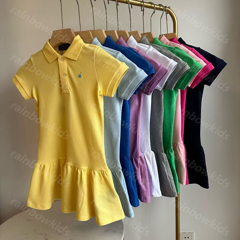 9 Colors Girls Dress Designer Kids Clothes Skirt Luxury Baby Girl Dress Flounced Skirts -12 Cute Casual Short Sleeve Children Dress DPD2504154