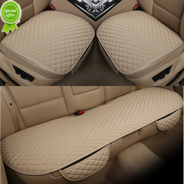 New Flax Car Seat Cover Front Rear Linen Fabric Cushion Breathable Protector Mat Pad Universal Auto Interior Styling Truck SUV Van