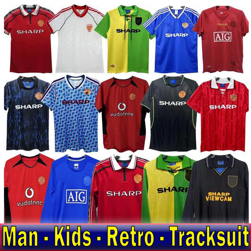 1998 99 Manchest er United retro football shirt long sleeved Ronaldo Rooney Giggs 02 04 05 06 07 08 games Scholes Bebatov VIDIC retro classic footba