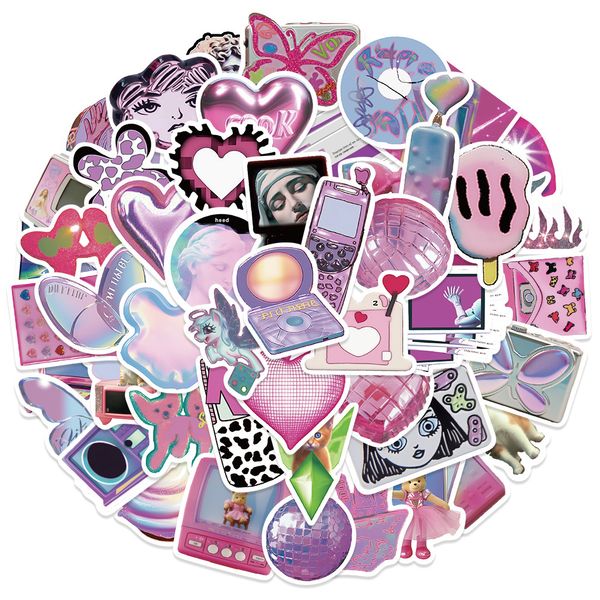 50PCS Mixed Pink Stickers For Skateboard Car Baby Helmet Pencil Case Diary Phone Laptop Planner Decor Book Album Kids Toys Guitar DIY Decals