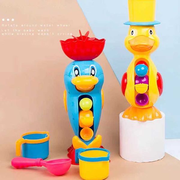 Baby Bath Toys Childrens shower bathtub toy cute yellow duck water wheel toy baby faucet bathroom water spray tool wheel type detachable toy