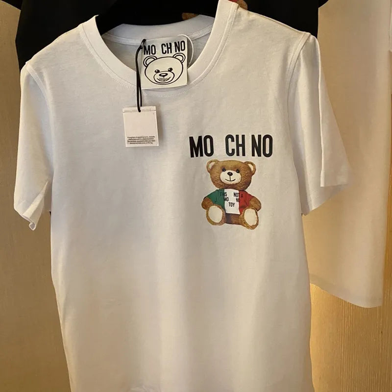 Designer Womens T-shirt Summer luxury brands new tees cartoon bear stamp loose Cotton round neck for Outdoor leisure Couple clothing mens womens Top